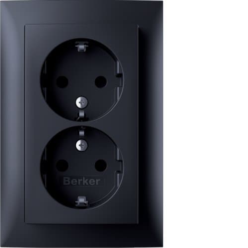 Розетка з з/к 2X, зах.контактів, цільна, антрацит 16А/250В S.1 Berker 47591606