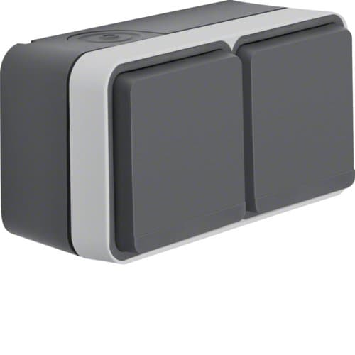 Розетка з з/к подвійна горизонтальна IP55, сіра, 16А/250В W.1 Berker 47843515