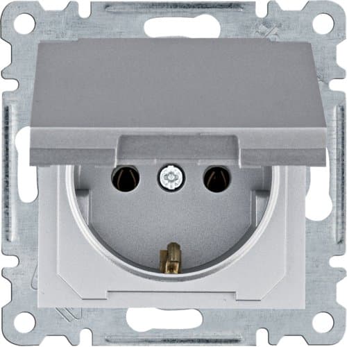 Розетка з з/к з кришкою Lumina, срібна, 16А/230В