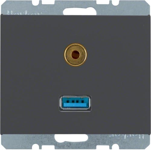 Розетка USB/3.5мм аудіо, антрацит, K.1 3315397006