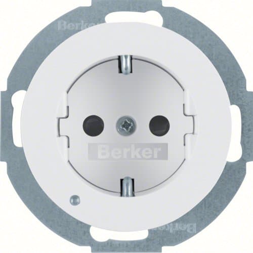 Розетка з з/к з зах.від дітей з LED-підсвіткою, 16А/250В, пол.білизна, R.х
