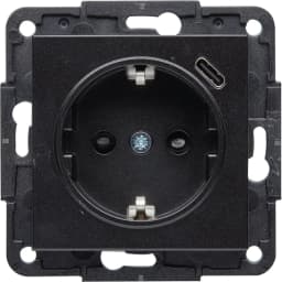 Розетка із з/к та USB-роз’ємом типу C (5V, 2.4A, 12Вт) Hager Lumina WL4853 чорний