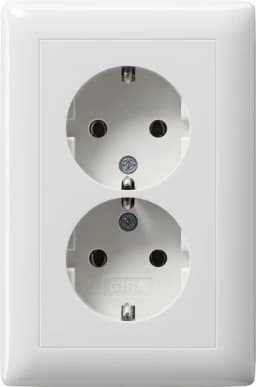 Розетка 2-а, з/к, 250V/16А, автомат. клеми, IP20 компактна з рамкою Standard 55 Gira 078203, білий глянцевий