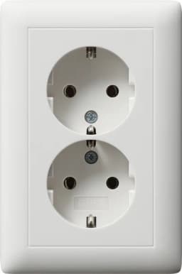 Розетка 2-а, з/к, 250V/16А, автомат. клеми, IP20 компактна з рамкою Standard 55 Gira 078204, білий матовий