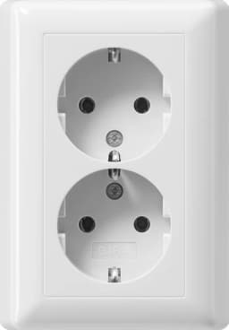 Розетка 2-а, з/к, 250V/16А, гвинт. клеми, IP20 компактна з рамкою Standard 55 Gira 078803, білий глянцевий