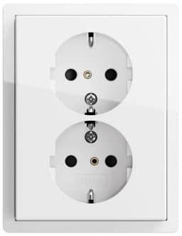 Розетка 2-а, з/к, 250V/16А, автомат. клеми, IP20 з рамкою F100 Gira 0780112, білий глянсовий
