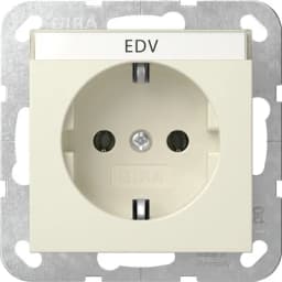 Розетка із з/к 16А/250V, поле для напису, System 55 Gira 445701, кремовий глянцевий