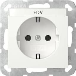 Розетка із з/к 16А/250V, поле для напису, System 55 Gira 445703, білий глянцевий