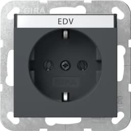 Розетка із з/к 16А/250V, поле для напису, System 55 Gira 445728, антрацит