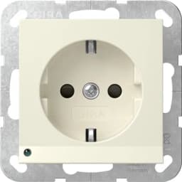 Розетка із з/к та шторками, з LED підсвічуванням, 16А/250V System 55 Gira 417001, кремовий глянцевий