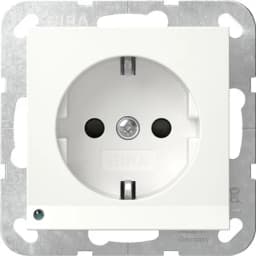Розетка із з/к та шторками, з LED підсвічуванням, 16А/250V System 55 Gira 417003, білий глянцевий
