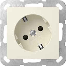 Розетка із з/к та шторками, вихід з поворотом на 30°, 16А/250V, без розпірних лапок, System 55 Gira 441801, кремовий глянцевий