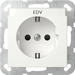 Розетка із з/к 16А/250V та шторками, поле для напису, System 55 Gira 446203, білий глянцевий