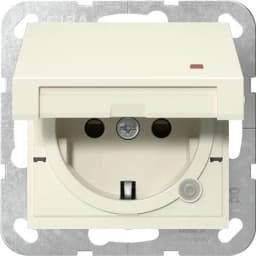 Розетка із з/к та кришкою, шторки, контрольна лампа, 16А/250V System 55 Gira 455201, кремовий глянцевий
