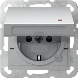 Розетка із з/к та кришкою, шторки, контрольна лампа, 16А/250V System 55 Gira 455226, алюміній