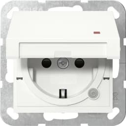 Розетка із з/к та кришкою, шторки, контрольна лампа, 16А/250V System 55 Gira 455227, білий матовий
