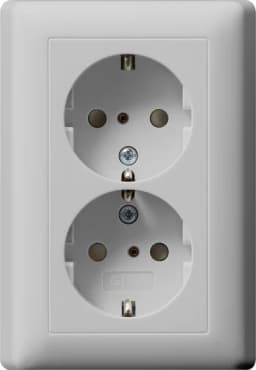 Розетка 2-а, з/к, зі шторками 250V/16А, автомат. клеми, IP20 компактна з рамкою Standard 55 Gira 0783015, сірий матовий