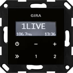 Радіо з функцією RDS, System 55, Gira 228405 зовнішній вигляд чорного скла