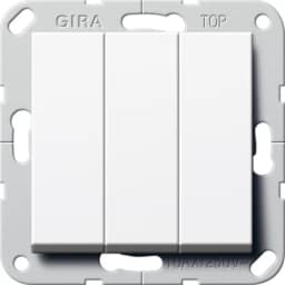 Вимикач / перемикач 3-кл. Gira 283203, System55, колір білий глянцевий