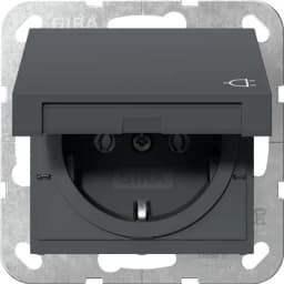 Розетка із з/к 16А/250V та кришкою, System 55 Gira 445428, антрацит