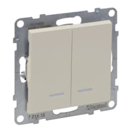Вимикач 2-кл з підсв. (пруж.клеми) 10А/250V для серії SUNO Legrand 721215 слонова кістка
