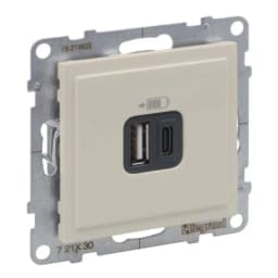 Розетка для заряджання USB А+C 12Вт+15Вт/5V для серії SUNO Legrand 721230 слонова кістка