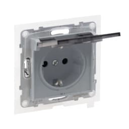 Розетка IP44 із з/к та кришкою і захист. шторками (пруж.клеми) 16А/250V для серії SUNO Legrand 721323 алюміній
