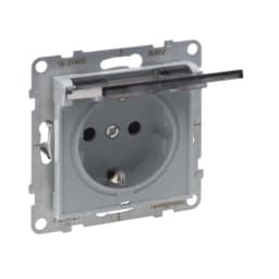 Розетка із з/к та кришкою і захист. шторками (пруж.клеми) 16А/250V для серії SUNO Legrand 721327 алюміній