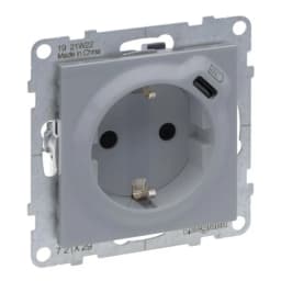 Розетка із з/к та захист. шторками + USB С 1,5А/5V для серії SUNO Legrand 721329 алюміній