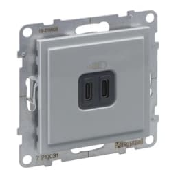 Розетка для заряджання USB С+C 15Вт/5V для серії SUNO Legrand 721331 алюміній