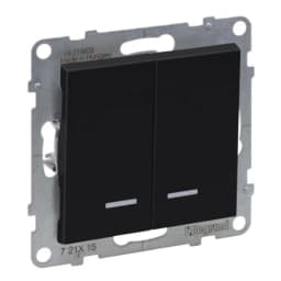 Вимикач 2-кл з підсв. (пруж.клеми) 10А/250V для серії SUNO Legrand 721415 чорний