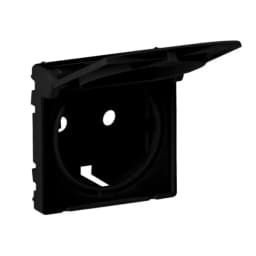 Накладка розетки 2К+З з кришкою Valena Life Black 756842 чорний матовий