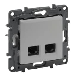 Розетка комп'ютерна 2XRJ45 CAT5e UTP Legrand NILOE STEP 863360 колір алюміній