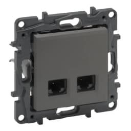 Розетка комп'ютерна 2XRJ45 CAT6 FTP Legrand NILOE STEP 863462 колір cталь