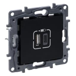 Розетка USB Тип А+C 12Вт+15Вт 5 В Legrand NILOE STEP 863540 колір чорний