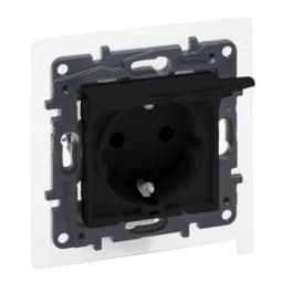 Розетка із з/к та кришкою IP44 16А, 250 В автоматичні клеми Legrand NILOE STEP 863523 колір чорний