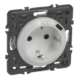 Розетка комбінована 2К+З 16А 250V~ + USB Type C 1.5А 5V Legrand Celiane 068119 колір білий
