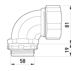 Ввід кутовий e.met.angle.stand.sldx.50 для металорукава 50мм(2") s046007 E.NEXT
