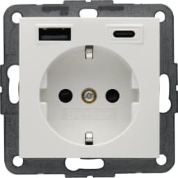 Розетка із з/к + USB A/C 20W PD S.1/B.3 Berker 48148989, полярна білизна