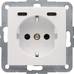 Розетка із з/к + USB C/C 20W PD S.1/B.3 Berker 48158982, біла