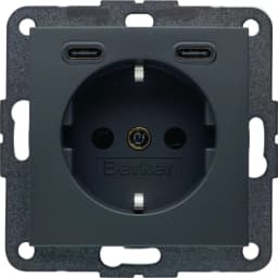 Розетка із з/к + USB C/C 20W PD S.1/B.3 Berker 48151606, антрацит