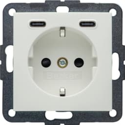 Розетка із з/к + USB C/C 20W PD S.1/B.3 Berker 48151909, полярна білизна матова