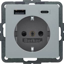 Розетка із з/к + USB A/C 20W PD Q.x Berker 48146084, алюміній