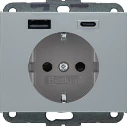 Розетка із з/к + USB A/C 20W PD K.x Berker 48147003, алюміній