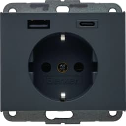 Розетка із з/к + USB A/C 20W PD K.x Berker 48147006, антрацит