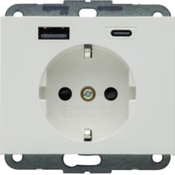 Розетка із з/к + USB A/C 20W PD K.x Berker 48147009, полярна білизна