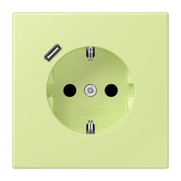 Розетка з заземленням та USB тип C JUNG LC1520-18C222 vert jaune clair (32053)