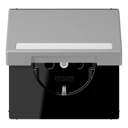 Розетка з заземленням 250V 16A з кришкою, шторками та полем для напису, пружинний затиск JUNG LC1520BFNAKL204 gris moyen (32012)