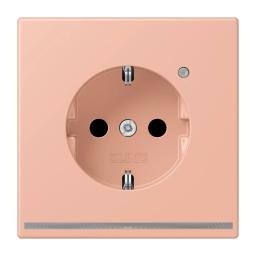 Розетка з заземленням з LED підсвіткою, пружинний затиск JUNG LC1520-OLNW231 rose clair (32102)