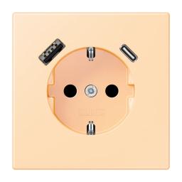 Розетка з заземленням та USB тип AC JUNG LC1520-15CA223 ocre (32060)